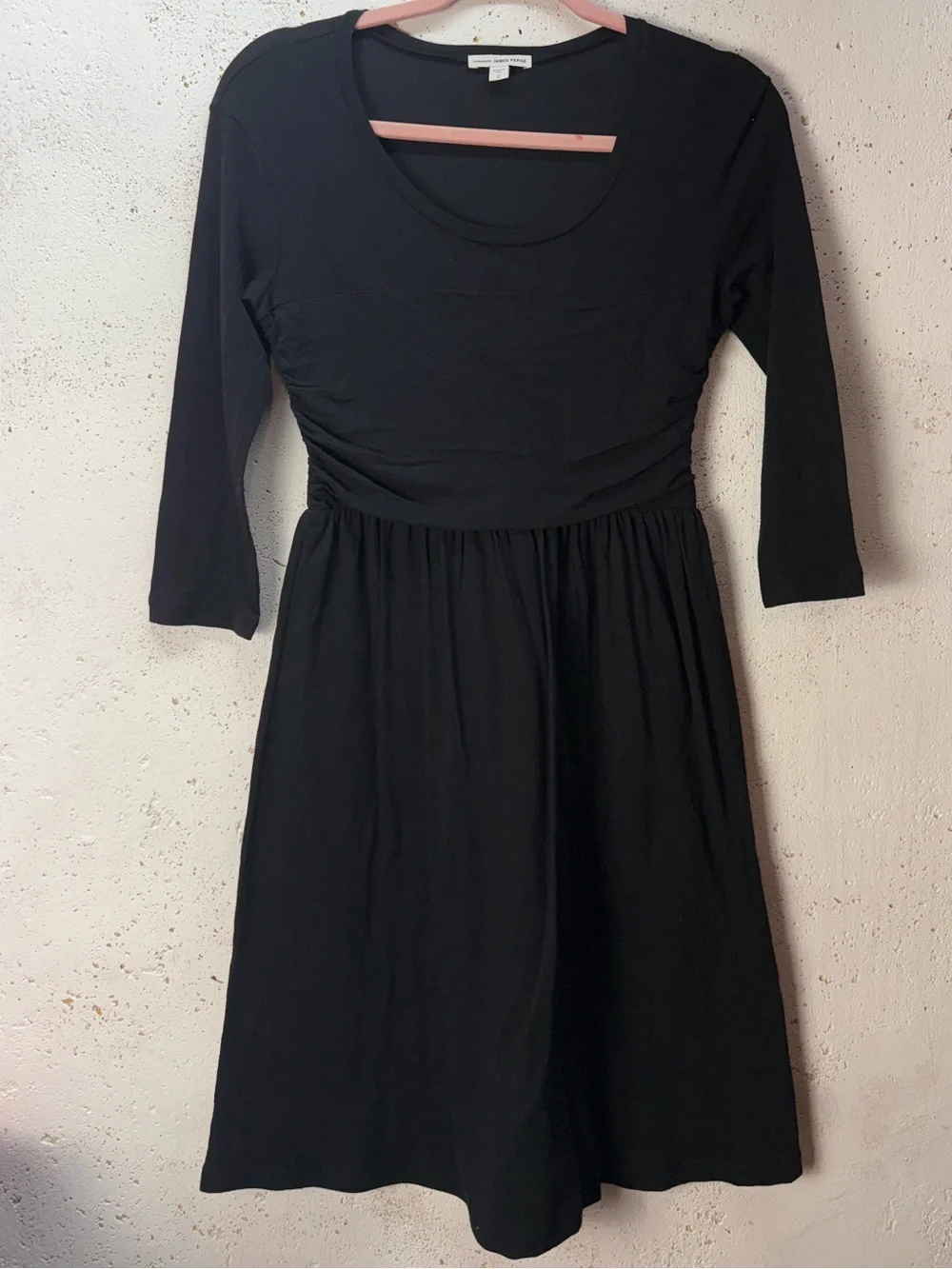 Standard James Perse Black Simple Dress Size 2 US Medium 3/4 Sleeve